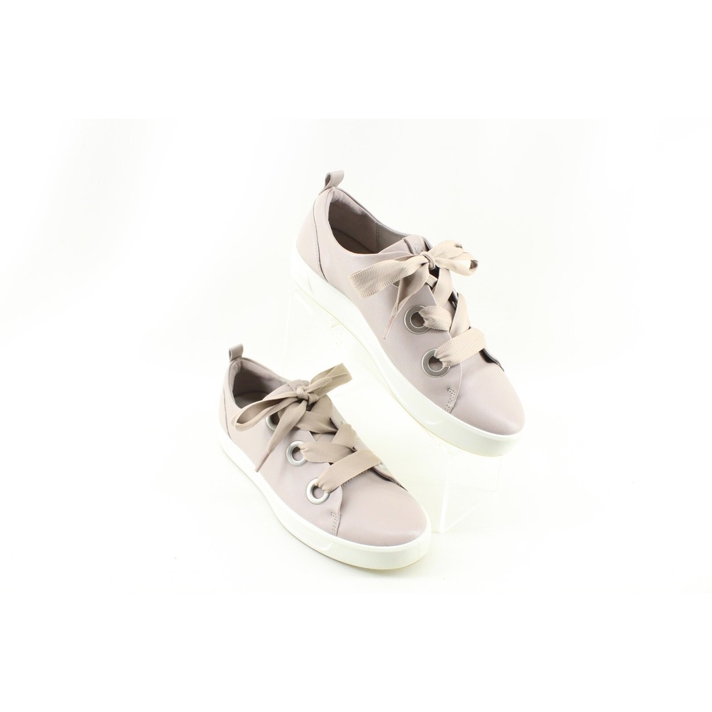 ECCO Womens Soft 8 3 Eyelet Low Top Lace Up Sneakers Grey Rose Size 41 EU 10 US